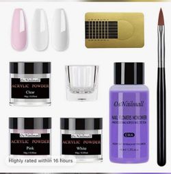 7 Pcs/Set Acrylic Liquid Powder Nail Art Kit Nail Carving Painting Brush Crystal Extension UV Builder DIY Manicure Set