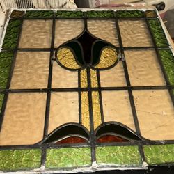 Victorian-style stained Lead Glass Textured Window With Privacy Panels
