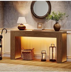 Console Table for Living Room, Farmhouse Entryway Table with Vertical Slat Legs, Wooden Rectangular Sofa Tables Accent Table, Hallway, Foyer, Rustic B