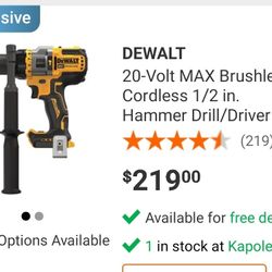 Brand New Dewalt 20volt/60v Brushless Flexvolt Advantage Hammer Drill.  $100