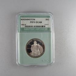 1982-S Washington Silver Half Dollar, NTC PF-70--COOL HISTORIC COIN!