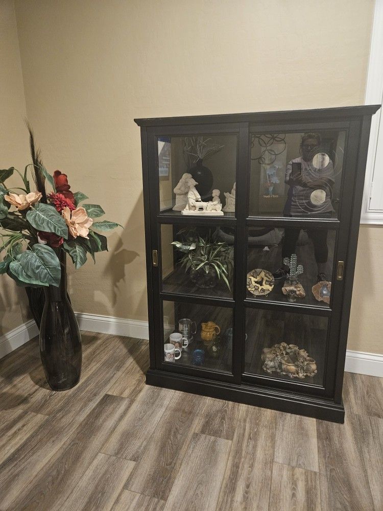 Black and Glass Display Curio Cabinet