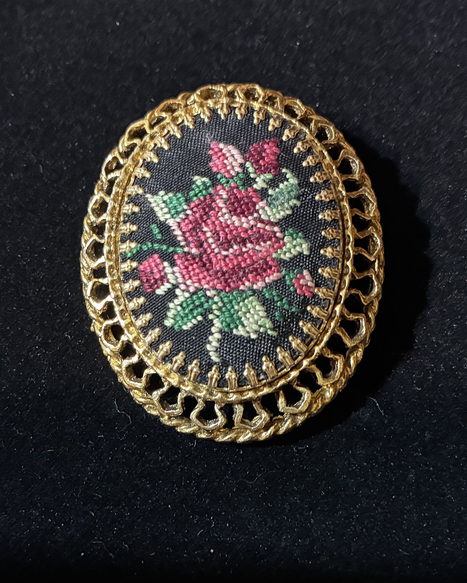 Vintage Tapestry Brooch Pendant