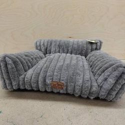 Cute Cat Couch Premium Plush Faux Fur Pet Dog Couch Bed Small in Gray