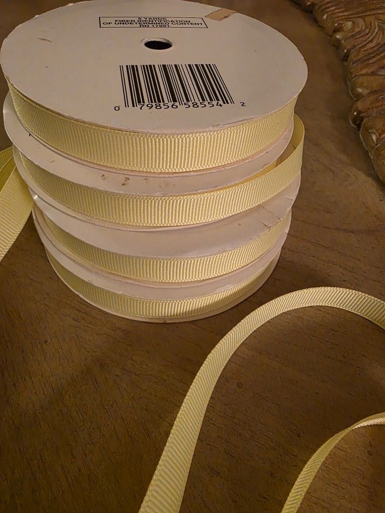 4 New Spools Of Yellow Grosgrain Ribbon Bundle