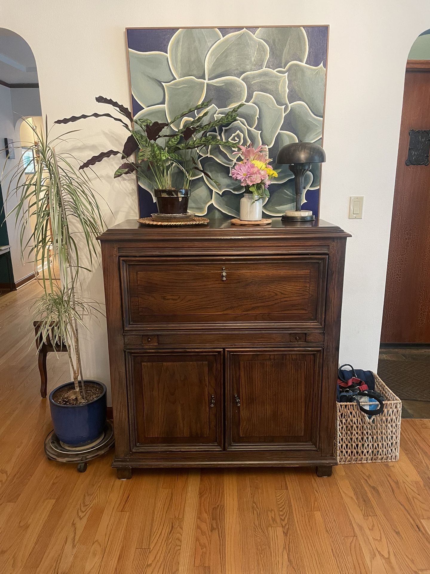 Antique Wood Bar Cabinet 