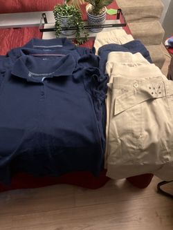 Navy Polo Shirts and Khaki Pants Bundle