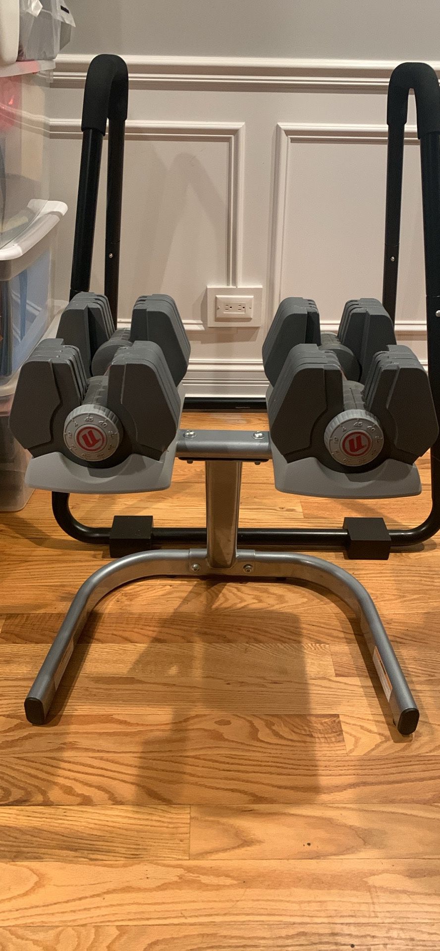 2 Nautilus Adjustable 45lbs Each Dumbbell With Stand 