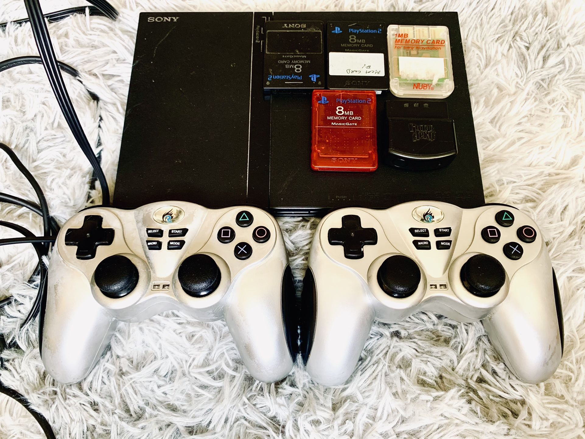Ps2 Slim With 2 Controllers, 4 Memory Cards & 15 Games 