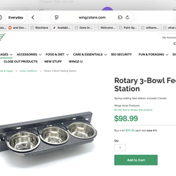 Wingz brand bird feeder for aviary