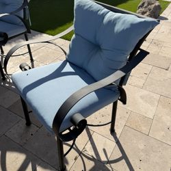 Rod Iron Outdoor Dining Chair With Cushions