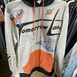 Disneyland Parks Tomorrowland Hoodie Sweatshirt Orange & Black Unisex Medium