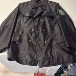 Vintage German Police Leather Jacket 