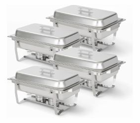 🔥 4-Pack Stainless Steel Chafing Dishes – Gently Used 🔥