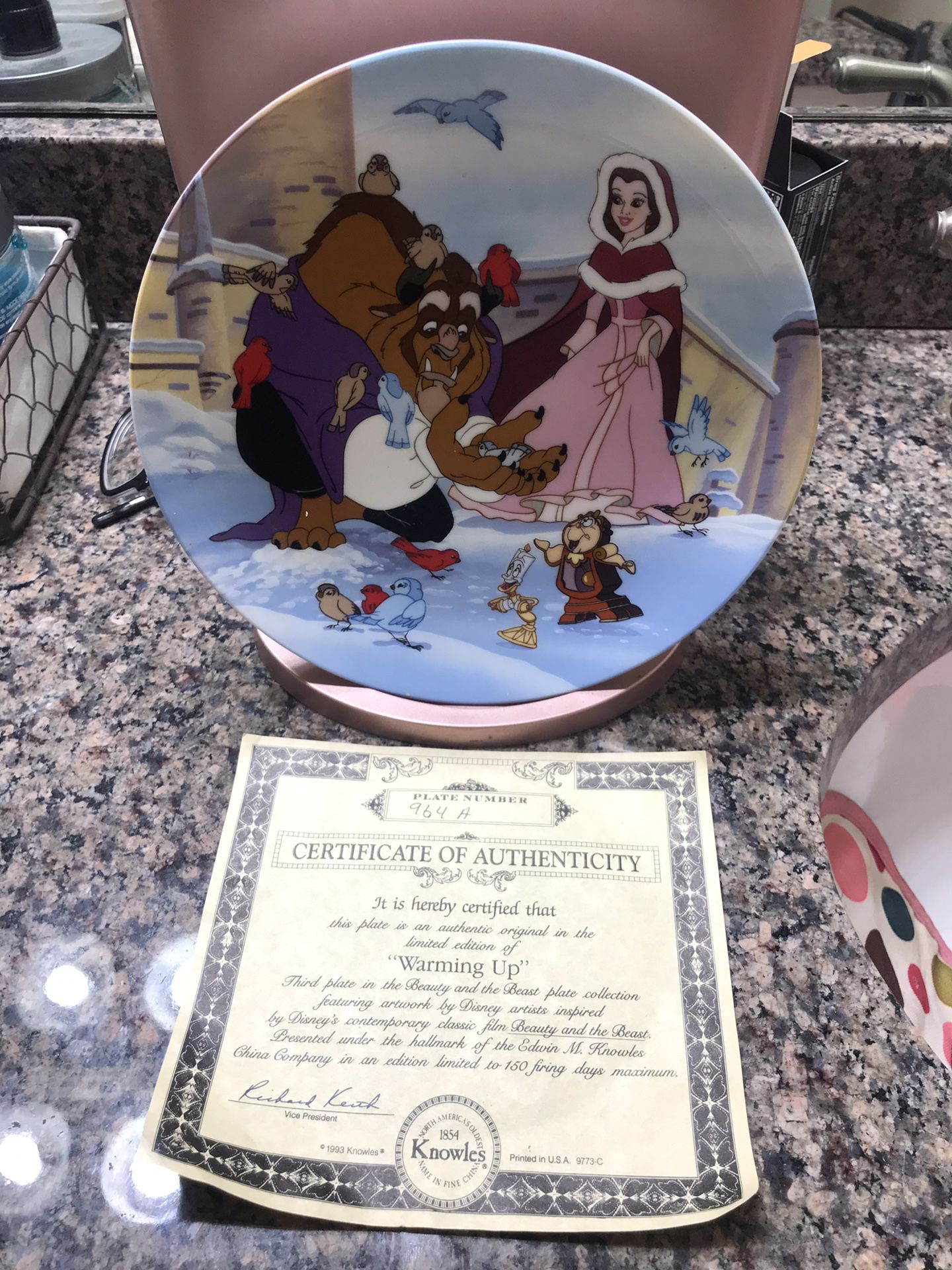 Disney Beauty And The Beast Knowles Collectible Plate “Warming Up”