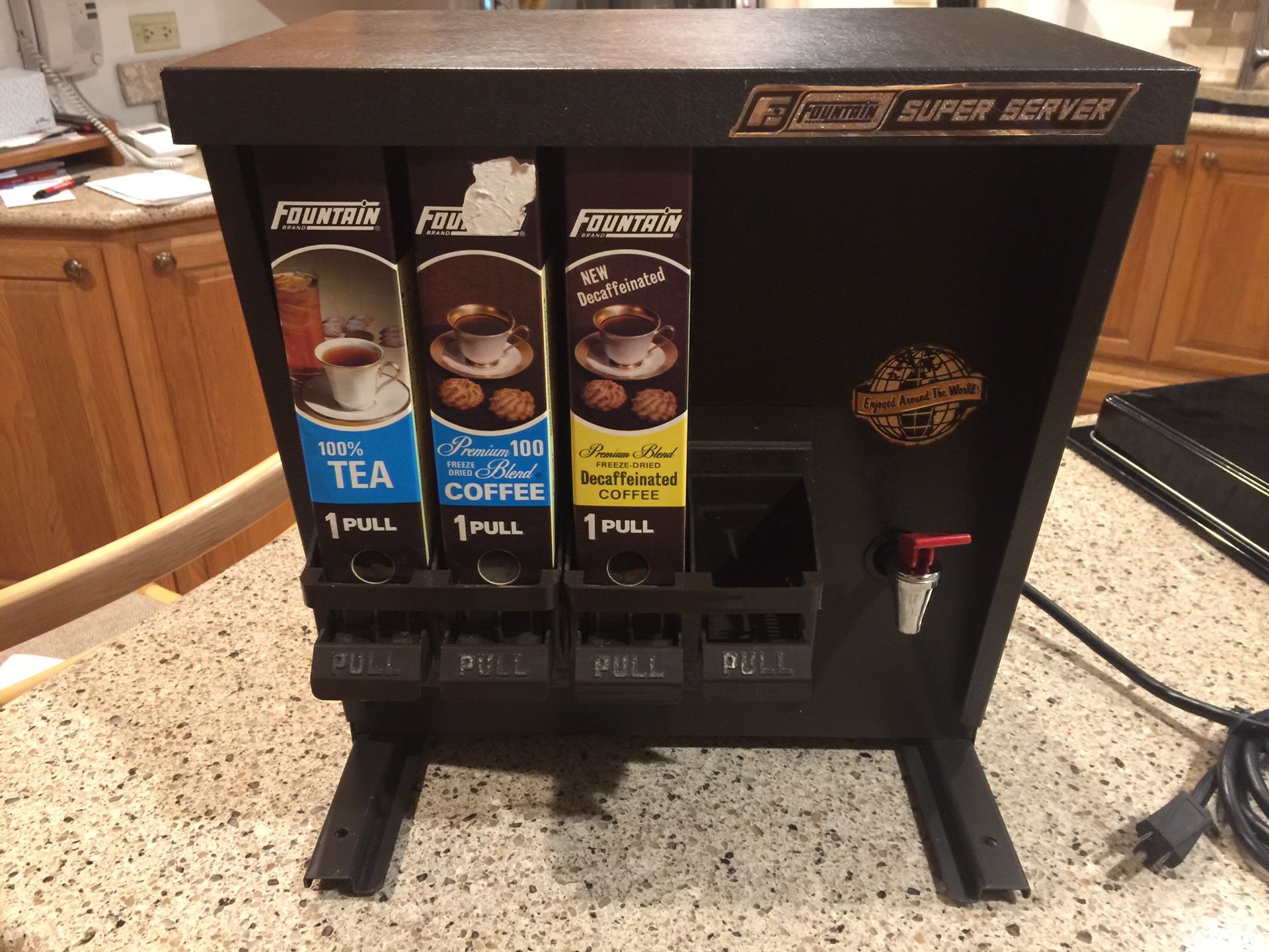 Vintage Fountain Industries instant hot beverage dispenser.