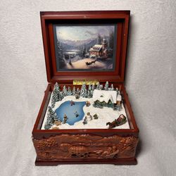 T. Kinkade St Nicolas Village "Have Yourself A...Little X-mas"Wooden Musical Box