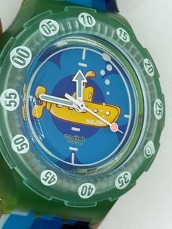 1997 Swatch Scuba 200 Yellow Submarine SDL101 Rare Vintage Watch w/ Box