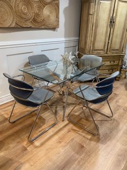 Modern Chrome & Tempered Glass Dining Set