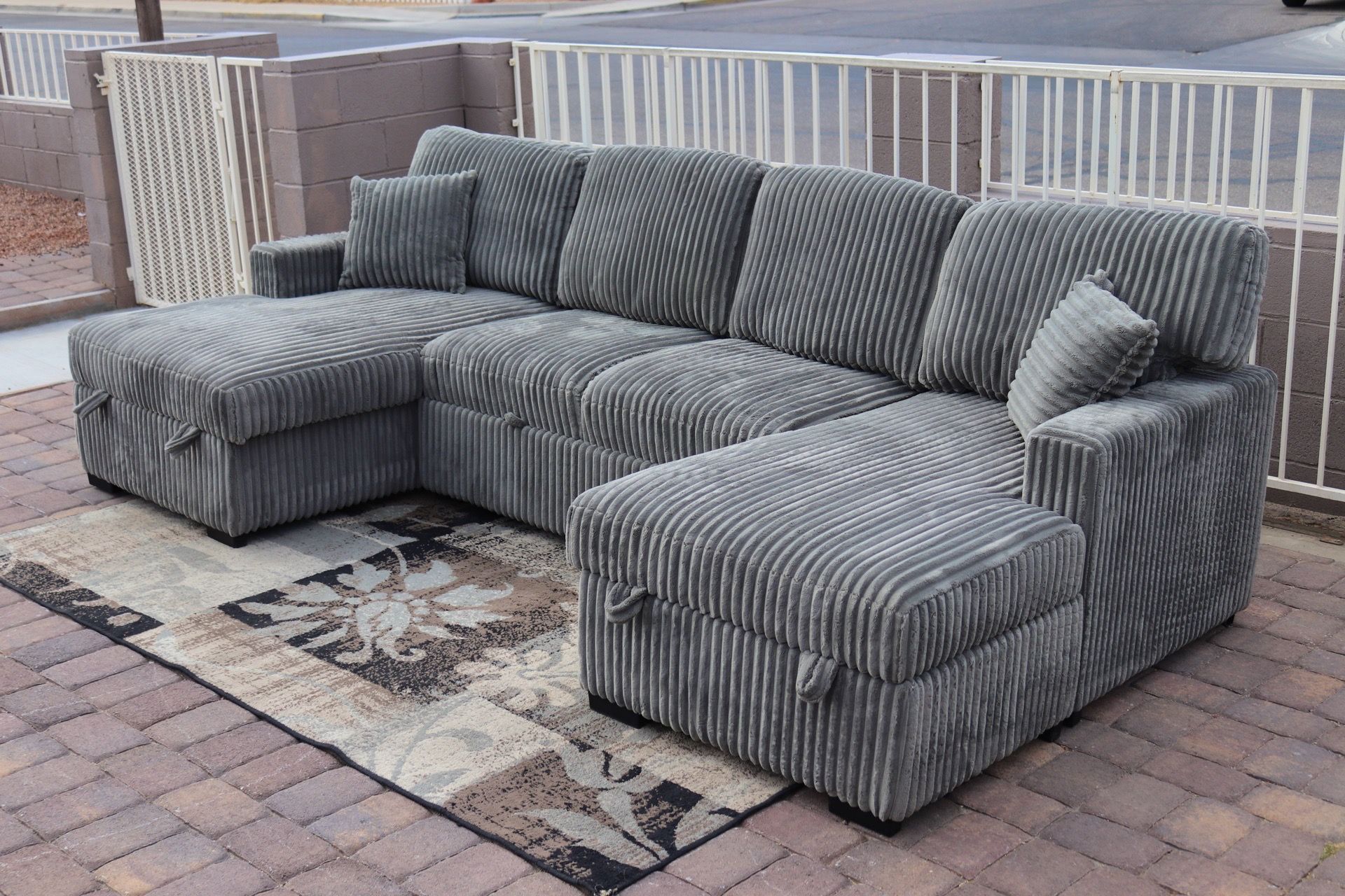 NEW CORDUROY U-SHAPE SECTIONAL + SLEEPER