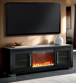 Brand New Black 72'Inch TV w Fireplace Simulator