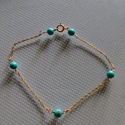 14k Gold Bracelet w Turquoise Beads