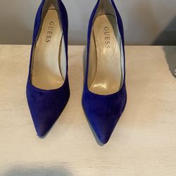 Blue Guess Suede Pointy Heels
