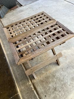 Smith & Hawken Teak folding side table 18” x 18”