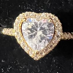 Heart Shaped CZ Sterling Silver Ring size 12