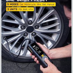 Tire Inflator Portable Air Compressor, 1 Min Fast Inflation, 150PSI Cordless Tire Inflator with LED Dual Screen, Suitable for MPV, Car, Motorcycle, Up