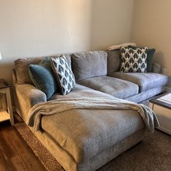 Gray Couch - Super Soft + Plush + Charging End Table