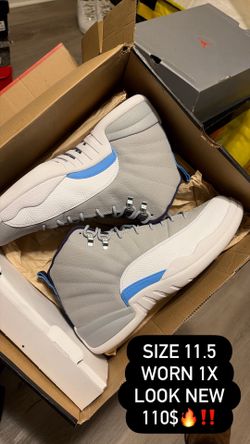 Jordan 12 Wolf Grey Blue Size 11.5