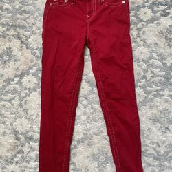 Red True Religion Skinny Jeans