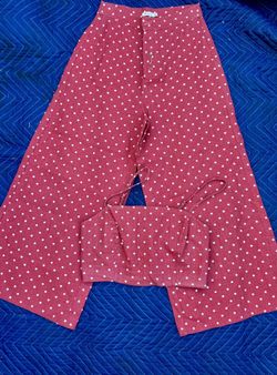 Spain 50% Linen Stradivarius Matching Top and Pants, Polka Dot White and Red Women’s Size 4