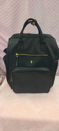 Black Nylon Backpack with Gold Zippers