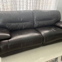 Brown Reclining Leather Sofa Set