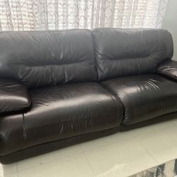 Brown Reclining Leather Sofa Set