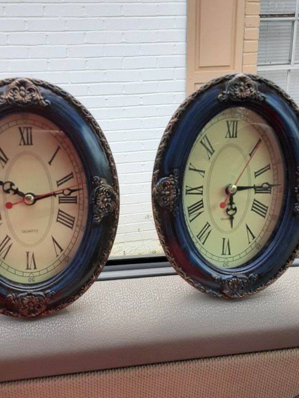 2 Vintage Hand Painted Clocks