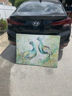 Large Picture  of peacocks Pastel Colors Light Weight 