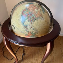 16” Queen Anne Illuminated Floor Globe 