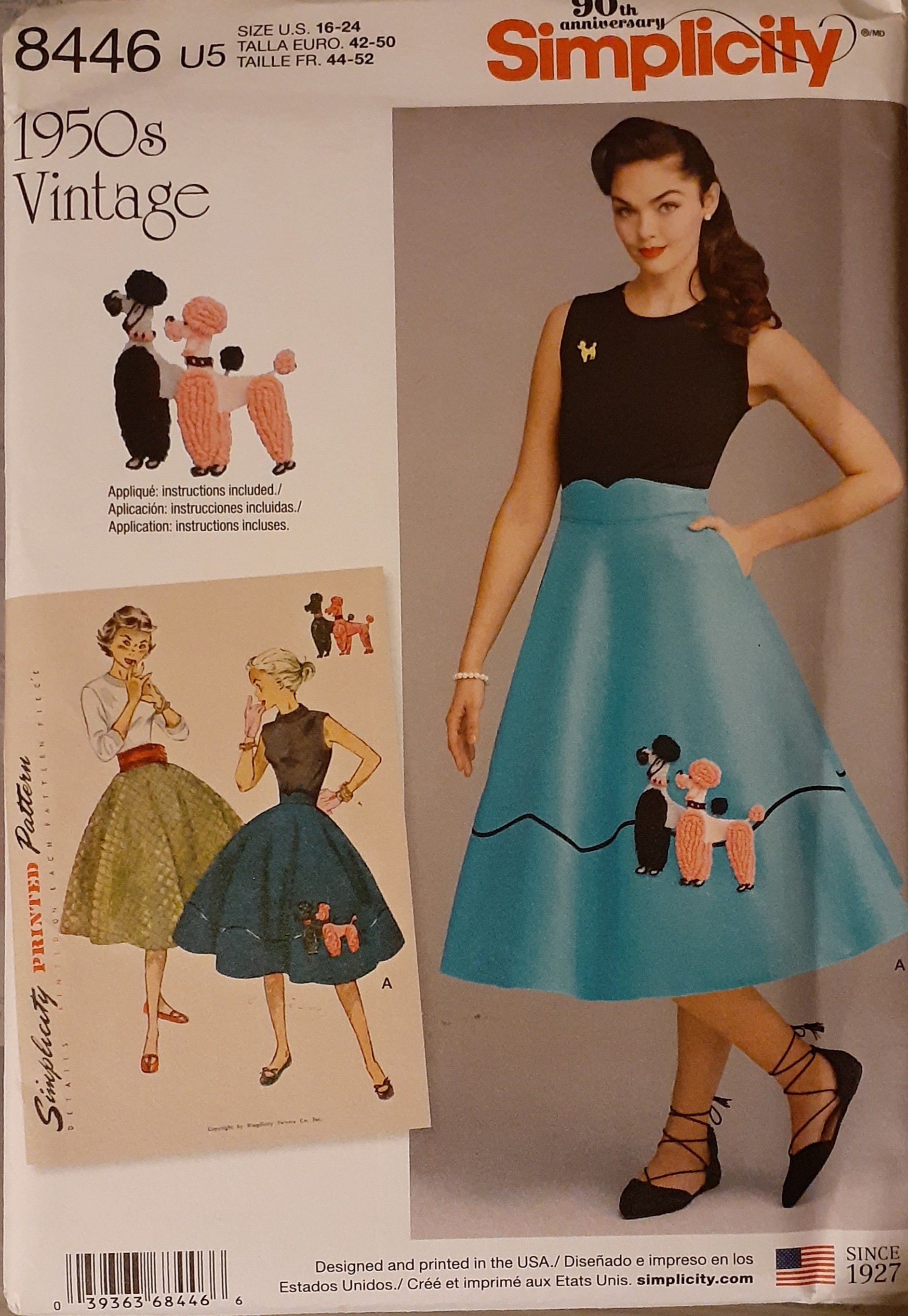Simplicity 8446 Plus Size 1950's Vintage Skirt Sewing Pattern