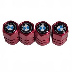 4 BMW Logo Tire Valve Stem Caps Red Wheel Air Dust Covers Car Accessories NWT