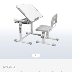 Vivo Kids Height Adjustable Desk and Chair grey color 