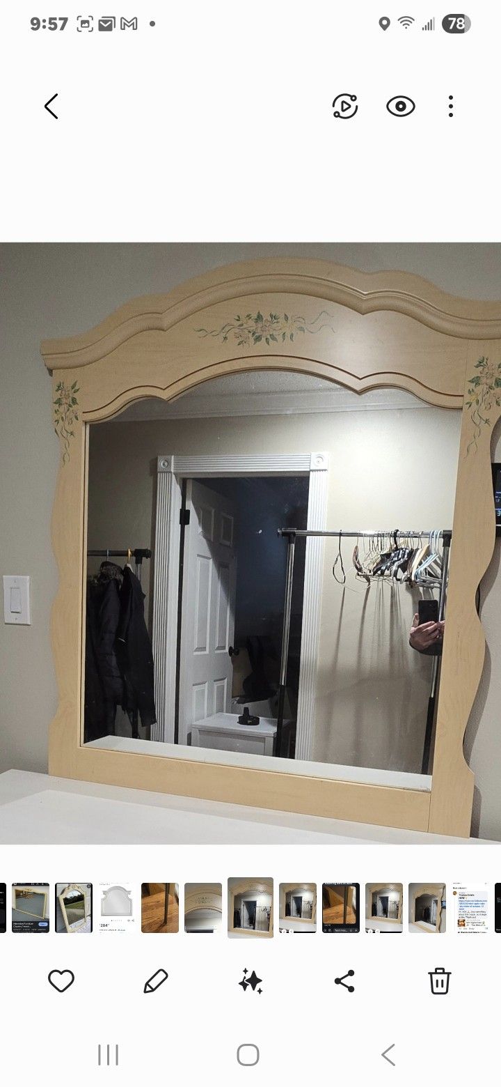 🏡SALE. $47. Large Wood Arch mirror painted floral design for any room.HOlmdel Nj