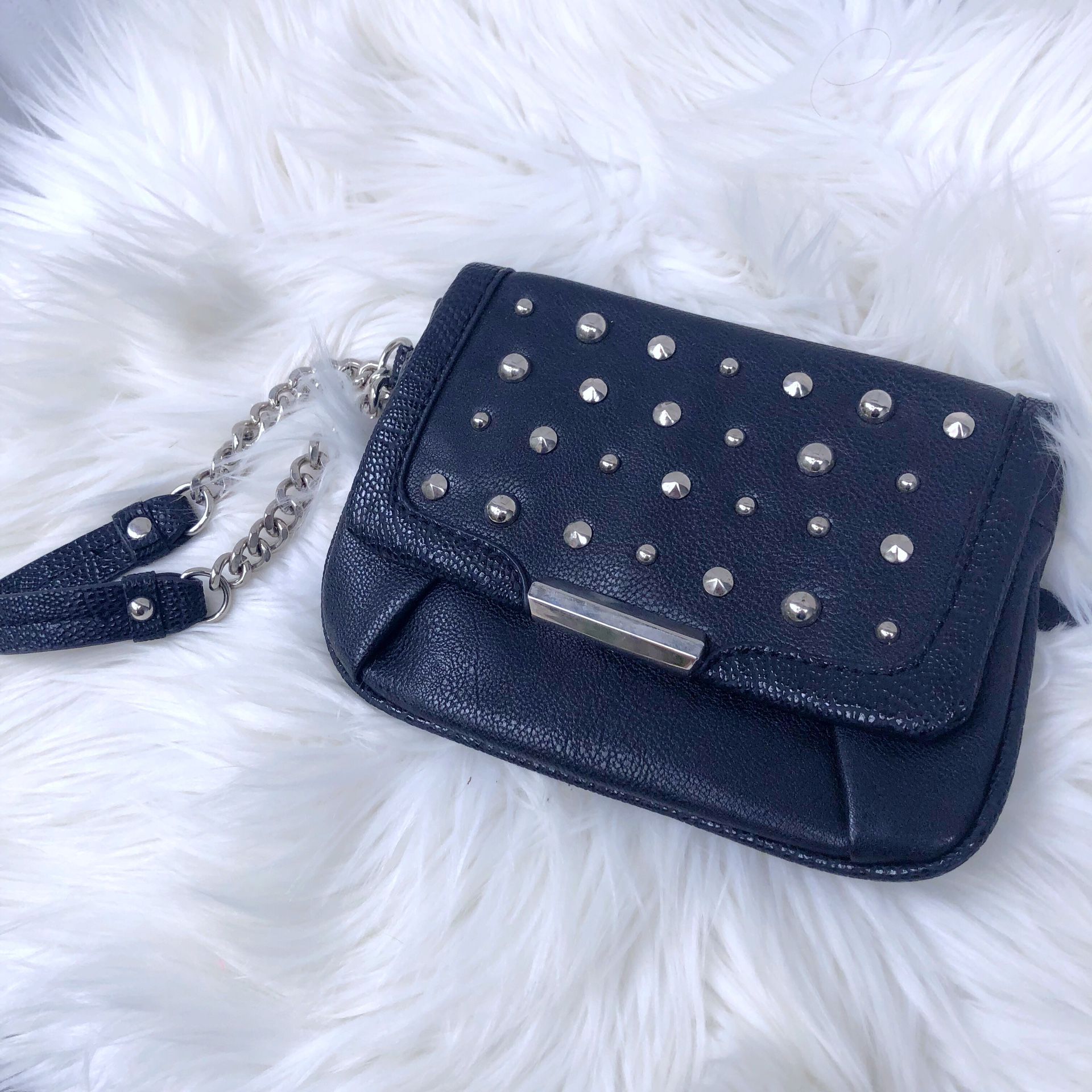 Jennifer Lopez Black Handbag/ Wallet: silver studs, brand new, purse, women’s fashion