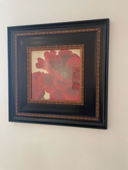 Framed Red Floral Wall Art