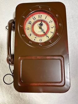Retro Old Look Telephone Wall Clock with Hidden Storage