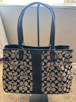 Coach Signature Gallery Tote Bag Black and grey