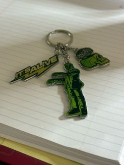 Neon Green Zombie Enamel Keychain Trio