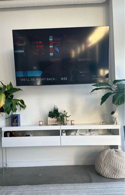 White Media Console with Integrated Power Outlets